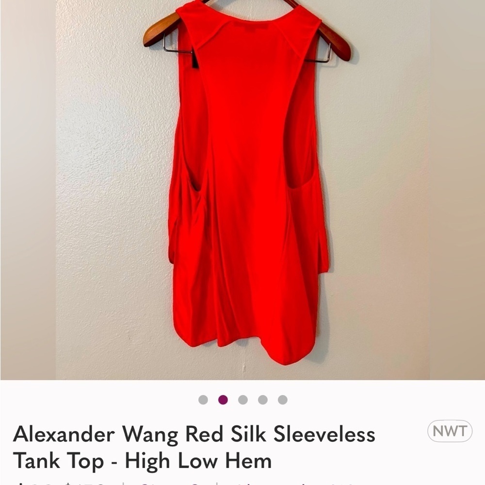 Alexander Wang Vibrant Red Silk Tank Top, Uneven hem. Gorgeous! Small - Picture 2 of 3